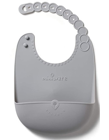UP-mw_SBIBG,Baveta bebelusi Miniware Roll & Lock, 100% din silicon alimentar, Grey