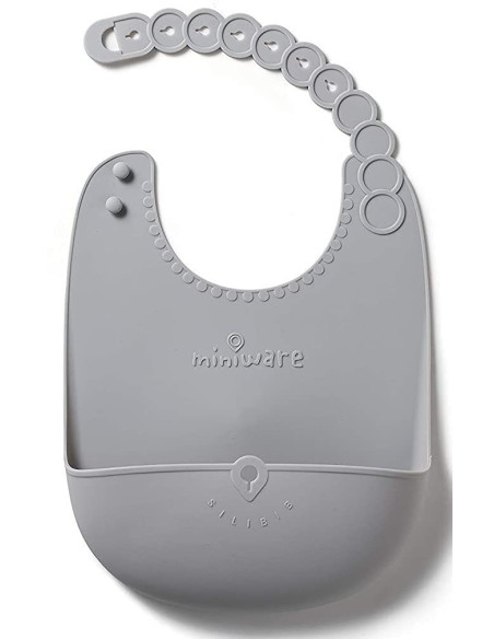UP-mw_SBIBG,Baveta bebelusi Miniware Roll & Lock, 100% din silicon alimentar, Grey