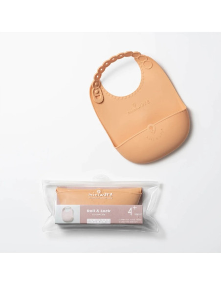 UP-mw_SBIBT,Baveta bebelusi Miniware Roll & Lock, 100% din silicon alimentar, Toffee