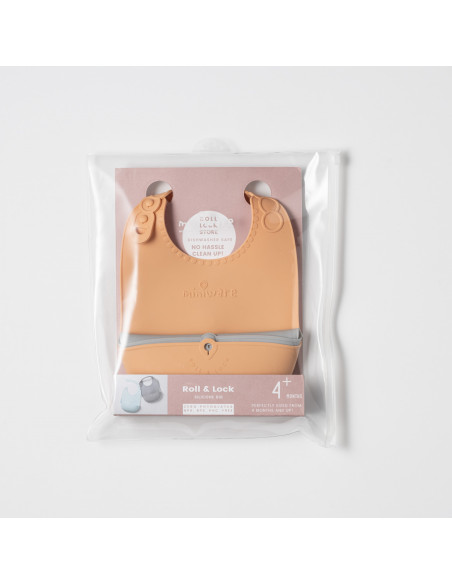 UP-mw_SBIBT,Baveta bebelusi Miniware Roll & Lock, 100% din silicon alimentar, Toffee