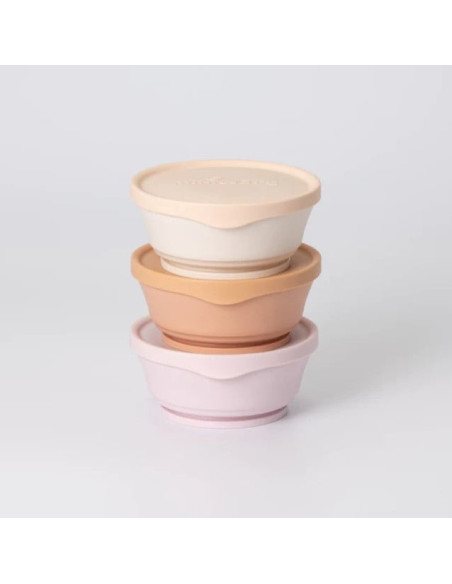 UP-mw_MWCB3CTV,Set 3 boluri cu capac hrana bebelusi Miniware, 100% din materiale naturale biodegradabile, Cotton Candy+Toffee+Va