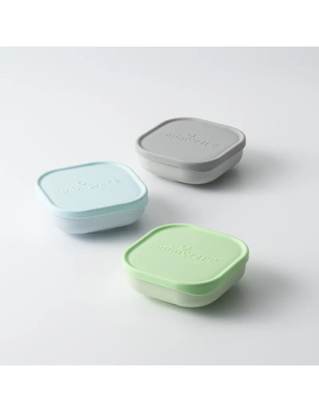 UP-mw_MWSB3AGK,Set 3 boluri pentru hrana bebelusi Miniware Snack Bowl, 100% din materiale naturale biodegradabile, Aqua+Grey+Key