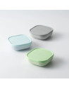 UP-mw_MWSB3AGK,Set 3 boluri pentru hrana bebelusi Miniware Snack Bowl, 100% din materiale naturale biodegradabile, Aqua+Grey+Key