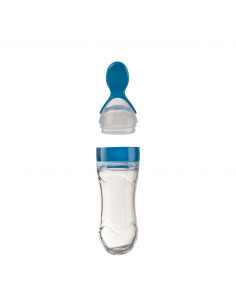 UP-bj_8062,Lingurita cu rezervor pentru bebelusi, BabyJem, cu capac protectie, 90 ml (Culoare: Albastru)