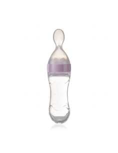 UP-bj_8063,Lingurita cu rezervor pentru bebelusi, BabyJem, cu capac protectie, 90 ml (Culoare: Roz)