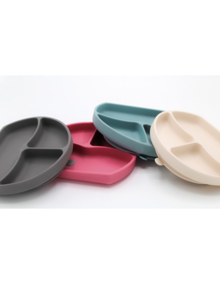 UP-bj_7152,Farfurie din silicon cu 3 compartimente pentru auto-diversificare BabyJem culori diverse UP-bj_7152,Farfurie din silicon cu 3 compartimente pentru auto-diversificare BabyJem culori diverse