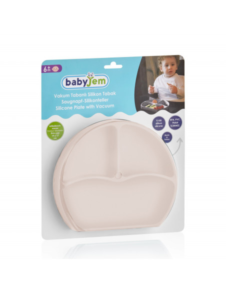 UP-bj_7152,Farfurie din silicon cu 3 compartimente pentru auto-diversificare BabyJem culori diverse UP-bj_7152,Farfurie din silicon cu 3 compartimente pentru auto-diversificare BabyJem culori diverse