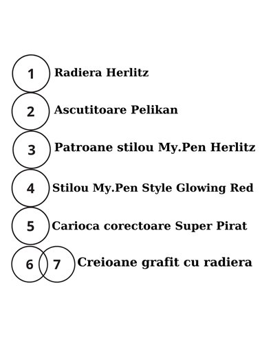 EAN-5548,Set stilou Herlitz My pen Style roz, rezerve My Pen, creioane HB, radiera, carioca corectoare, ascutitoare Pelikan