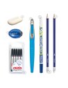 EAN-5531,Set stilou Herlitz albastru/neon, rezerve My Pen, creioane HB, radiera, carioca corectoare, ascutitoare Pelikan