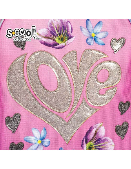 SC2121,Ghiozdan ergonomic LOVE, 40.5x29x13.5 cm - S-COOL