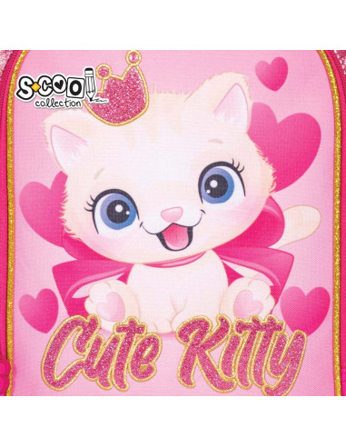 SC2123,Ghiozdan ergonomic CUTE KITTY, 40.5x29x13.5 cm - S-COOL