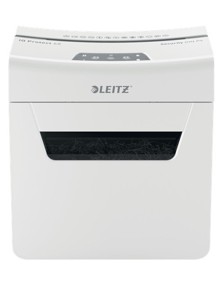 80900000,Distrugator manual documente Leitz IQ Protect 6X, 6 coli, P4, cross-cut (tip confeti), cos 10 litri, alb, Leitz "880900