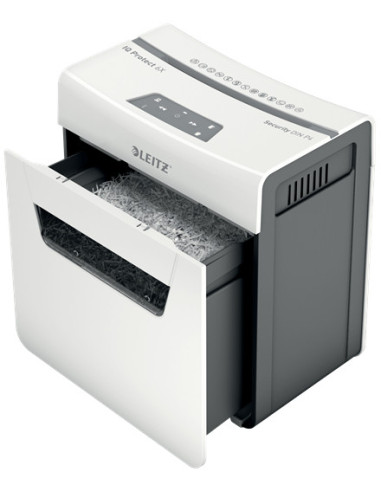 80900000,Distrugator manual documente Leitz IQ Protect 6X, 6 coli, P4, cross-cut (tip confeti), cos 10 litri, alb, Leitz "880900