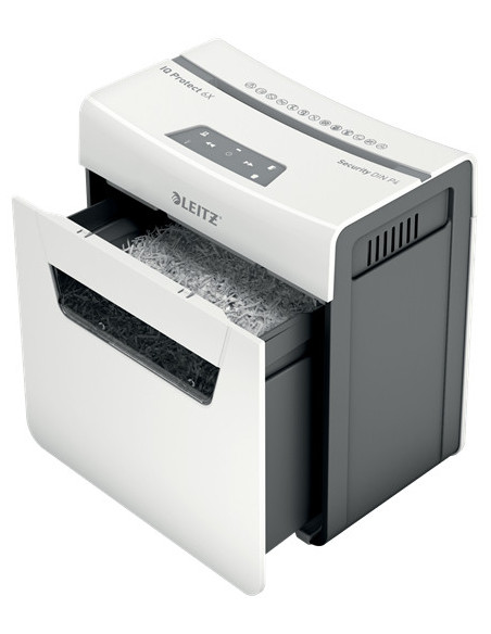 80900000,Distrugator manual documente Leitz IQ Protect 6X, 6 coli, P4, cross-cut (tip confeti), cos 10 litri, alb, Leitz "880900