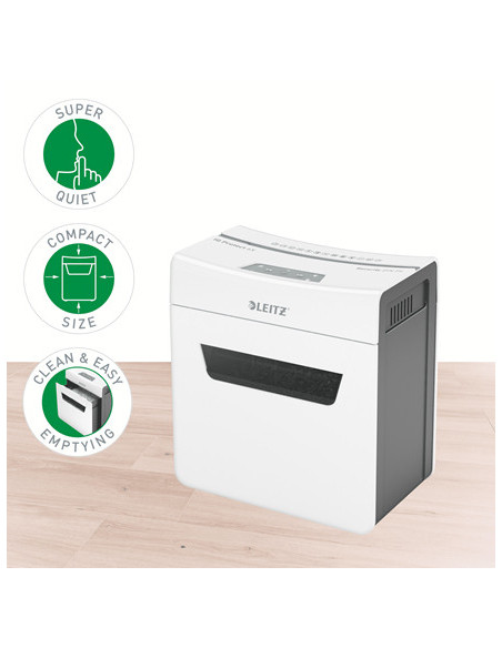 80900000,Distrugator manual documente Leitz IQ Protect 6X, 6 coli, P4, cross-cut (tip confeti), cos 10 litri, alb, Leitz "880900