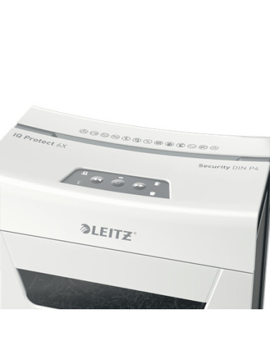80900000,Distrugator manual documente Leitz IQ Protect 6X, 6 coli, P4, cross-cut (tip confeti), cos 10 litri, alb, Leitz "880900