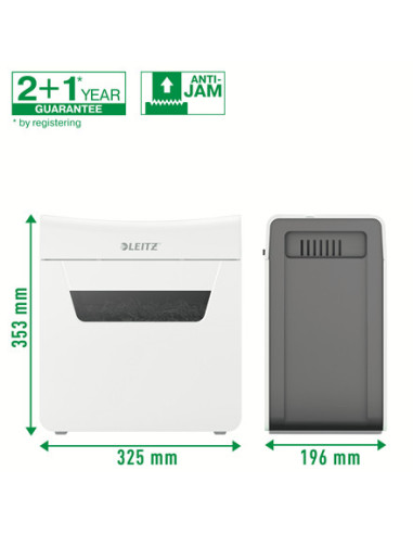 80900000,Distrugator manual documente Leitz IQ Protect 6X, 6 coli, P4, cross-cut (tip confeti), cos 10 litri, alb, Leitz "880900