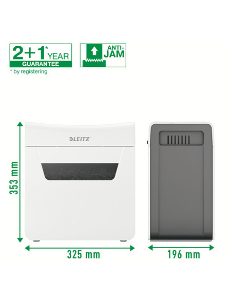 80900000,Distrugator manual documente Leitz IQ Protect 6X, 6 coli, P4, cross-cut (tip confeti), cos 10 litri, alb, Leitz "880900
