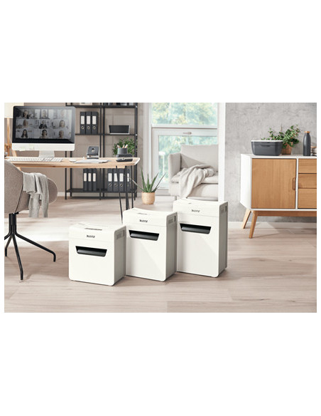 80900000,Distrugator manual documente Leitz IQ Protect 6X, 6 coli, P4, cross-cut (tip confeti), cos 10 litri, alb, Leitz "880900