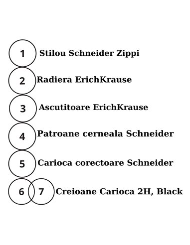 EAN-015586,Set stilou Schneider Zippi roz, patroane, pic, creioane Carioca, radiera, ascutitoare Erichkrause