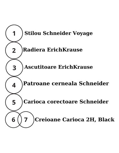 EAN-015609,Set stilou Schneider Voyage vernil, patroane, pic, creioane Carioca, radiera, ascutitoare Erichkrause