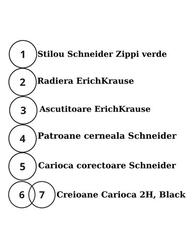 EAN-015593,Set stilou Schneider Zippi verde, patroane, pic, creioane Carioca, radiera, ascutitoare Erichkrause