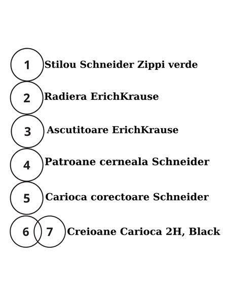 EAN-015593,Set stilou Schneider Zippi verde, patroane, pic, creioane Carioca, radiera, ascutitoare Erichkrause