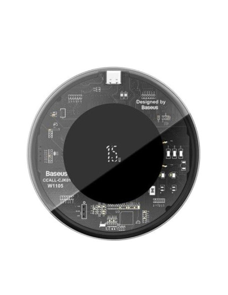 WXJK-BA02,Incarcator wireless Baseus Simple Qi 15W, compatibilitate smartphones, cablu Type-C la USB 1m inclus, transparent "WXJ