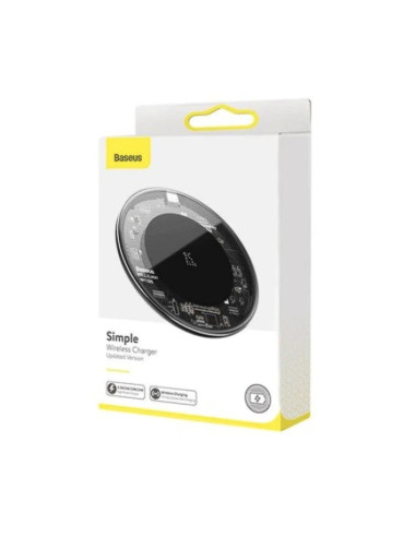 WXJK-BA02,Incarcator wireless Baseus Simple Qi 15W, compatibilitate smartphones, cablu Type-C la USB 1m inclus, transparent "WXJ
