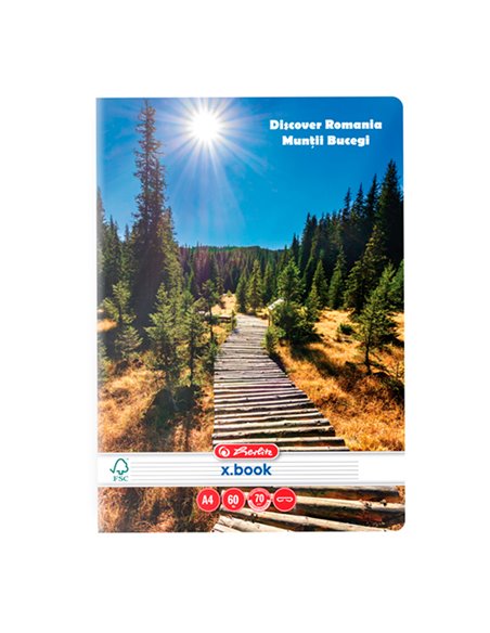 9487870,Caiet Herlitz, A4, 60 file 70g/mp, Dictando, motiv Discover Romania, 1 buc.