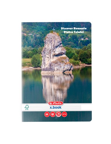 9487870,Caiet Herlitz, A4, 60 file 70g/mp, Dictando, motiv Discover Romania, 1 buc.