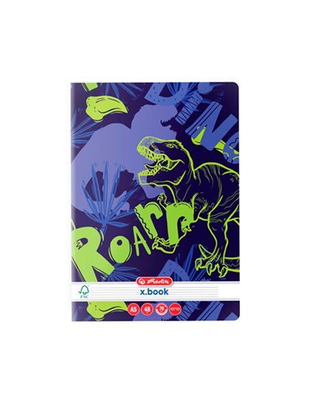 9487520,Caiet A5 Herlitz 48 file, Dictando, Motiv dino mania, 1 buc.