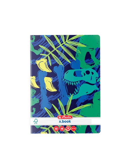 9487520,Caiet A5 Herlitz 48 file, Dictando, Motiv dino mania, 1 buc.