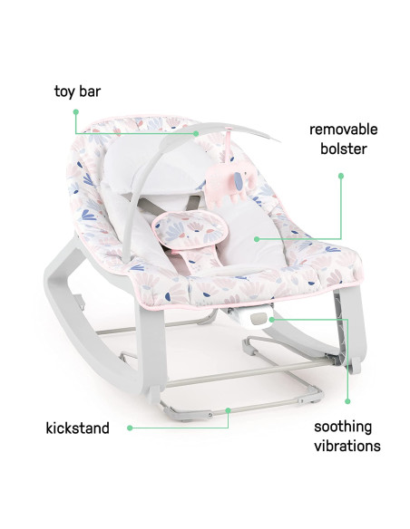 BB-12909,Ingenuity - Leagan si Balansoar Pink Cozy 3 in 1 Pink