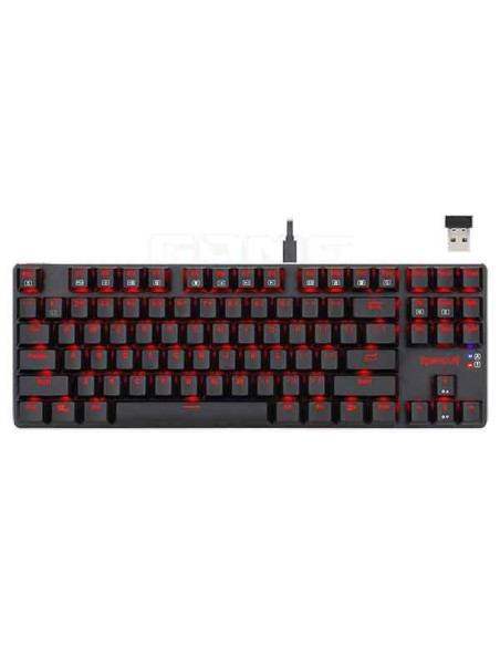 K590-BK_RD,Tastatura gaming mecanica wireless Redragon Mahoraga neagra iluminare rosie switch-uri rosii