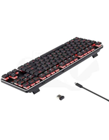 K590-BK_RD,Tastatura gaming mecanica wireless Redragon Mahoraga neagra iluminare rosie switch-uri rosii