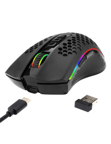 M808-KS,Mouse gaming wireless si cu fir Redragon Storm Pro negru iluminare RGB