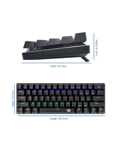 K613-KB,Tastatura gaming mecanica Redragon Jax neagra iluminare Rainbow
