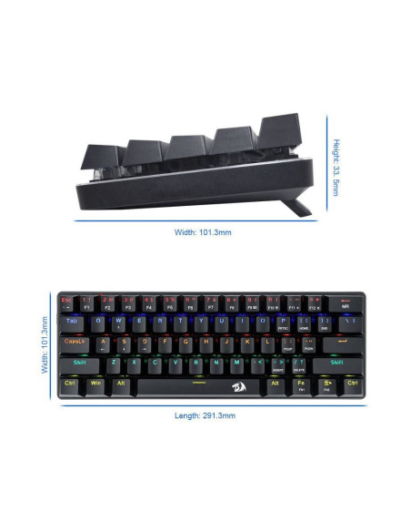 K613-KB,Tastatura gaming mecanica Redragon Jax neagra iluminare Rainbow