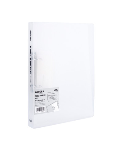 DLE5381,Caiet mecanic a4 2 inele 15mm/20mm cop. flex. alb translucid deli