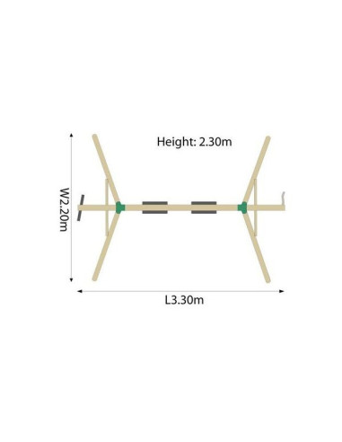 PLUM27012,Complex de leagane cu cataratoare Gibbon, pentru 4 copii, din lemn tratat, PLUM 27012