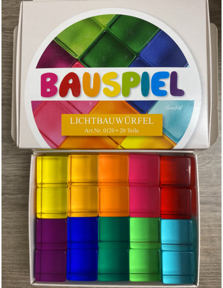 Bauspiel-0120,Set 20 cuburi acrilice luminoase, Bauspiel