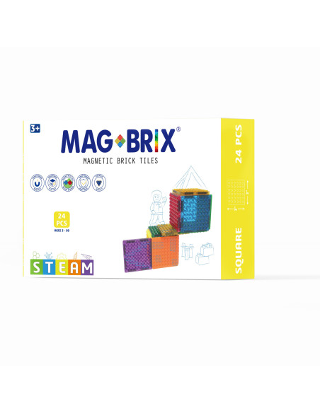 MBRX24,Set magnetic Magbrix 24 piese patrate - compatibil cu caramizi de constructie tip Lego