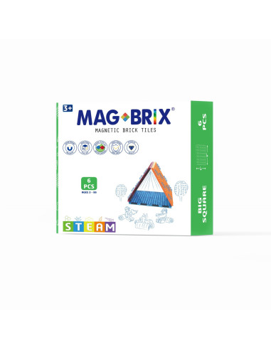 MBRXBIG6,Set magnetic Magbrix 6 piese patrate mari - compatibil cu caramizi de constructie tip Lego