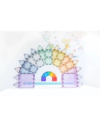 MBL-102,Set magnetic Magblox - 66 piese magnetice de constructie PASTEL transparente