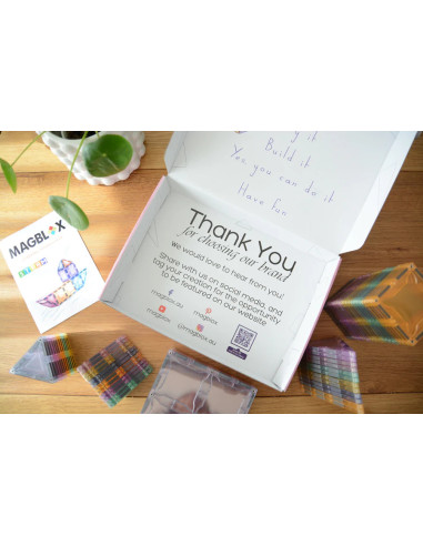 MBL-102,Set magnetic Magblox - 66 piese magnetice de constructie PASTEL transparente