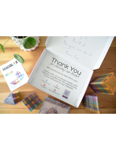 MBL-102,Set magnetic Magblox - 66 piese magnetice de constructie PASTEL transparente