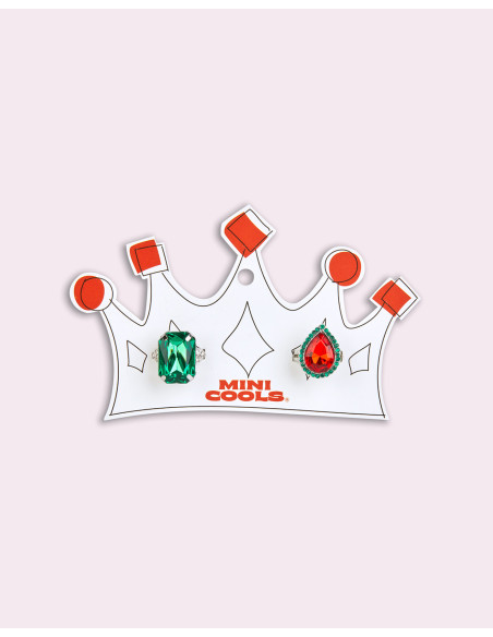 RING004,Inele Rainbow, rosu si verde