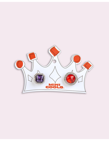 RING006,Inele Rainbow, rosu si violet