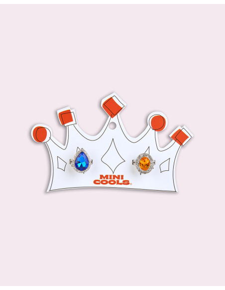 RING007,Inele Rainbow, portocaliu si albastru